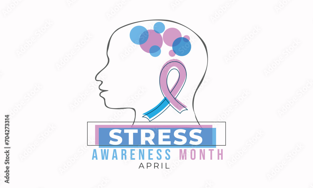 National Stress Awareness Month. background, banner, card, poster, template. Vector illustration. National Stress Awareness Month. background, banner, card, poster, template. Vector illustration.