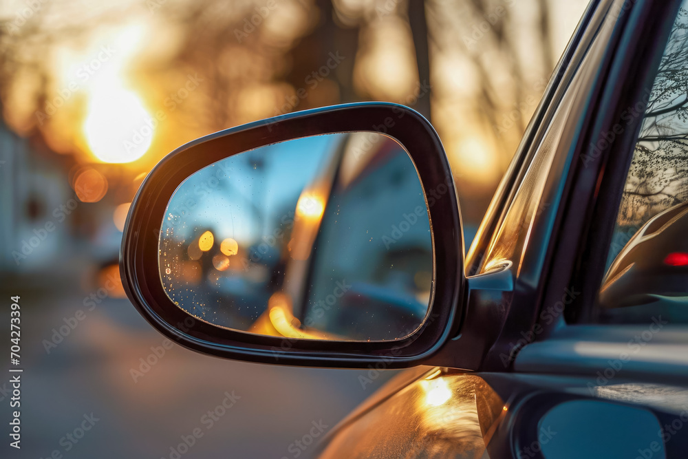 car mirror, realistic style, reflective and shiny car mirror, realistic style, reflective and shiny