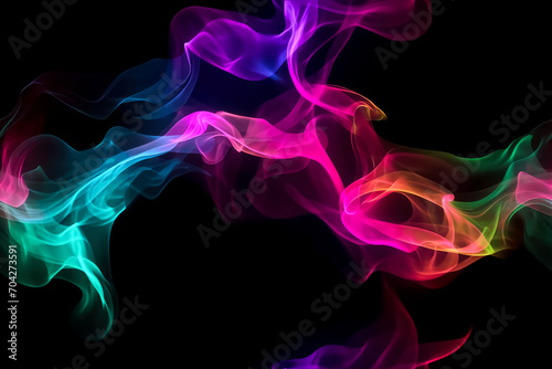 Abstract glowing neon smoke on black background