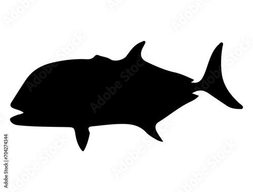 Giant Trevally Fish silhouette vector art white background