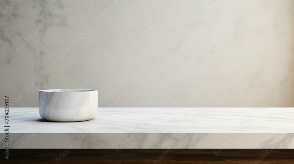 Serene Luxury: Empty Marble Table in Modern White Bathroom, Clean Design, Elegant Interior with Minimalist Style and Shiny Reflection Serene Luxury: Empty Marble Table in Modern White Bathroom, Clean Design, Elegant Interior with Minimalist Style and Shiny Reflection