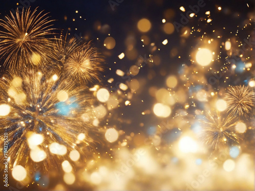 Fireworks and bokeh on abstract background to celebration of holiday place for text