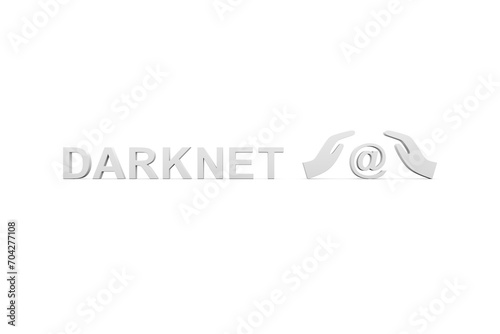 DARKNET concept white background 3d render illustration