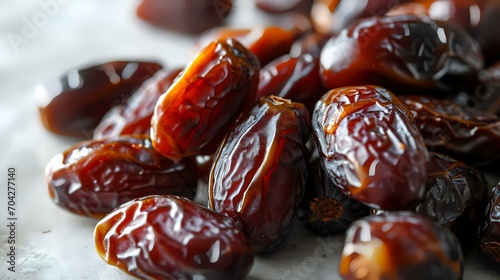 Dried dates on a white background. Selective focus. Food. © shameem