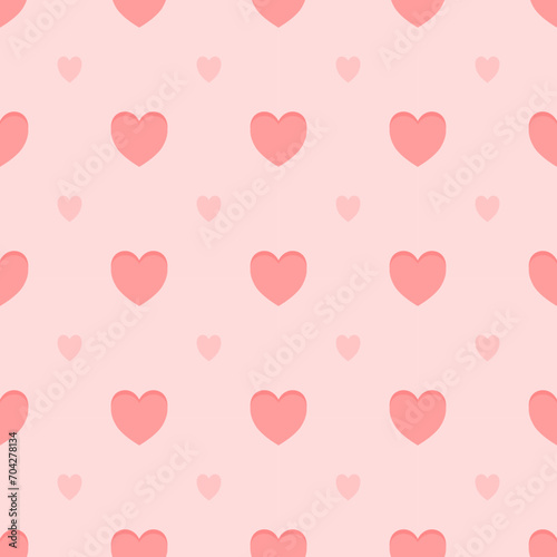 seamless pattern with hearts on background pink color.