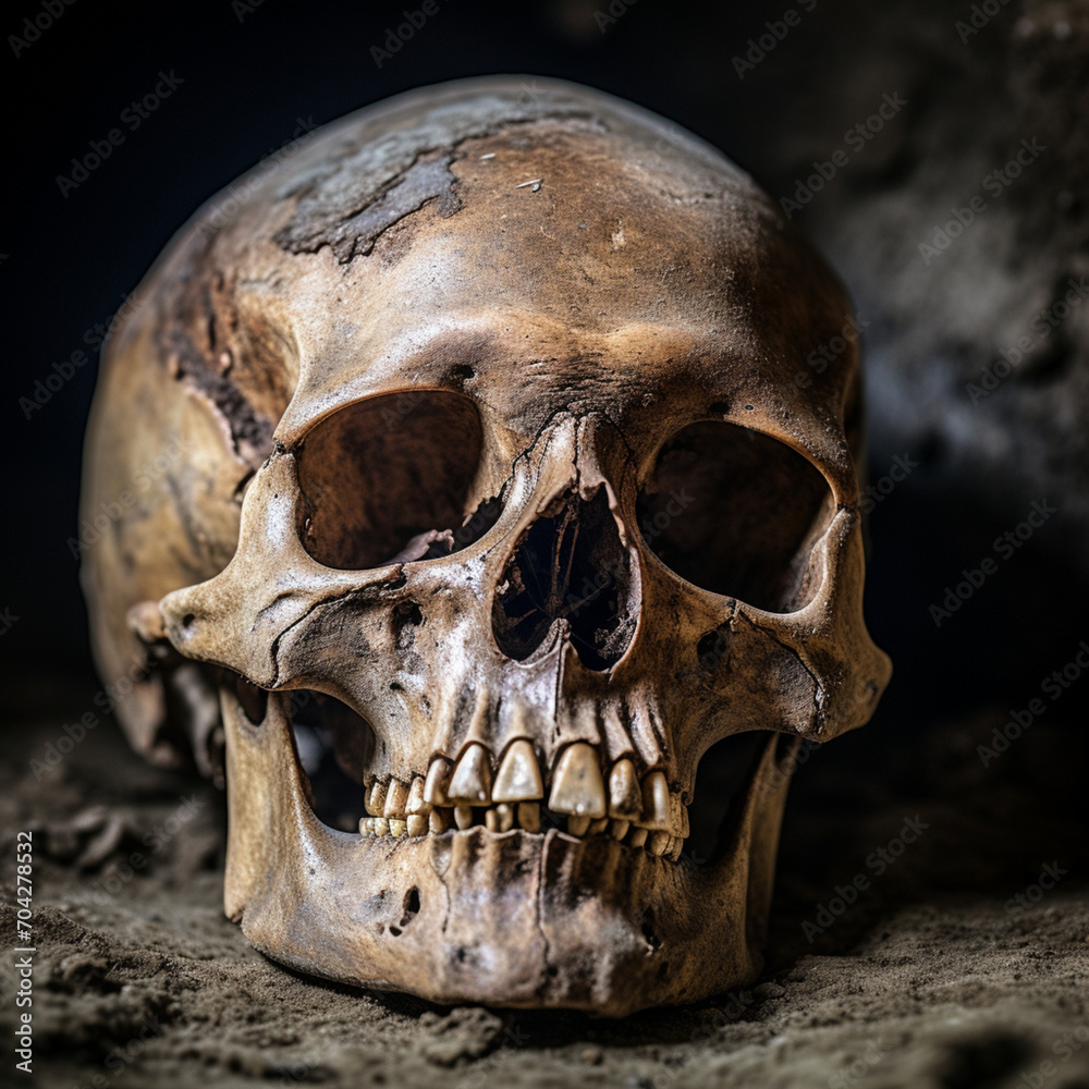 Skull in catacombs. Skull in catacombs.
