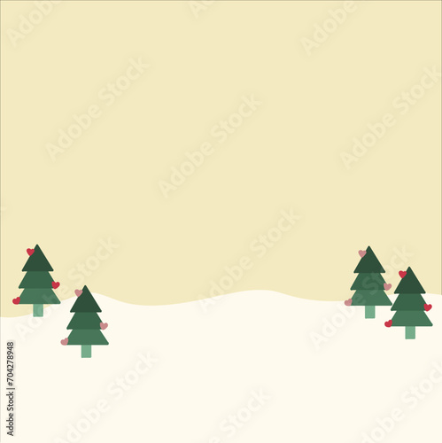Background Christmas tree hill in brown color vector illustration space area for greeting card