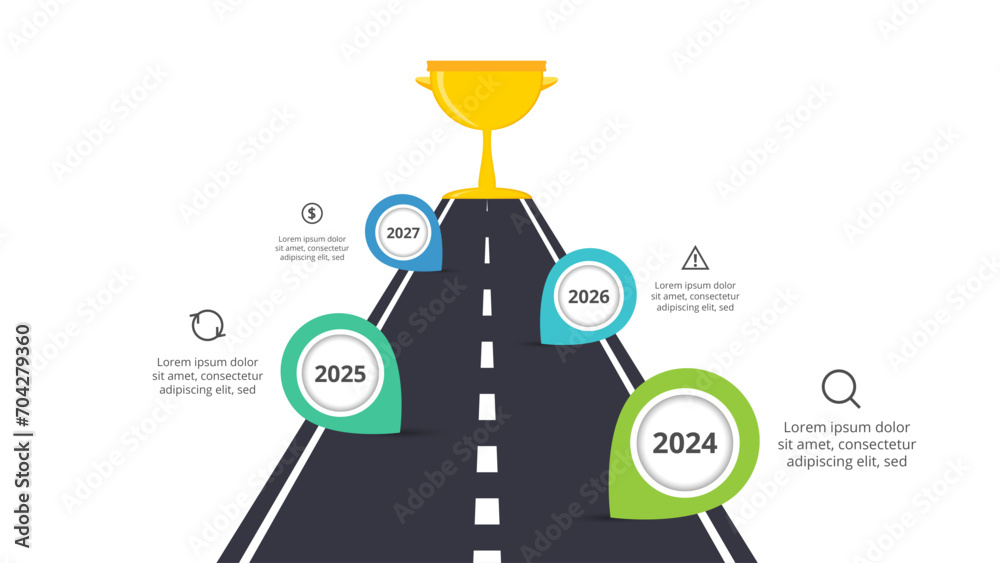 Naklejka premium Timeline with 4 elements, infographic template for web, business, presentations, vector illustration