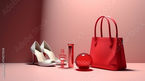 Stylish Lipstick, High Heels, and Trendy Bag - Glamourous Fashion Accessories for Modern Women's Lifestyle