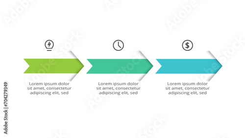 Timeline with 3 elements, infographic template for web, business, presentations, vector illustration photo