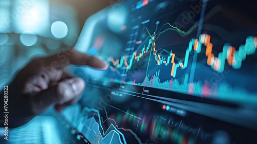 financial  finance  investment  chart  graph  invest  interface  indicator  rising  stock. drawing line to calculation indicator chart and graph is tools of investment. financial finance stock.