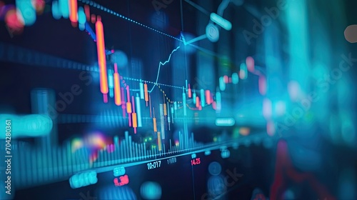 financial, finance, investment, chart, graph, invest, interface, indicator, rising, stock. drawing line to calculation indicator chart and graph is tools of investment. financial finance stock.