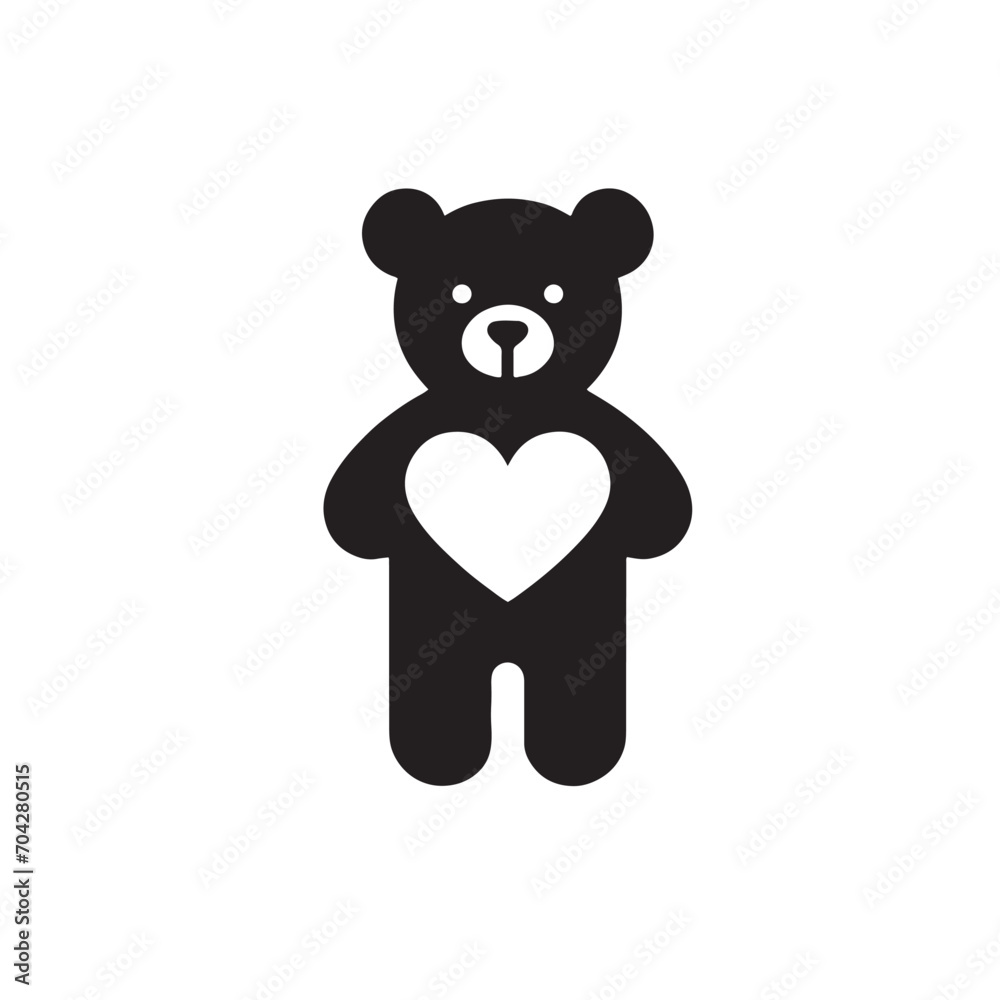 Obraz premium Teddy Bear Hugs: Valentine Day Bliss in the Embrace of a Silhouette, Capturing the Tender Moments of Romance and Affection - Valentine Day Teddy Bear Silhouette 