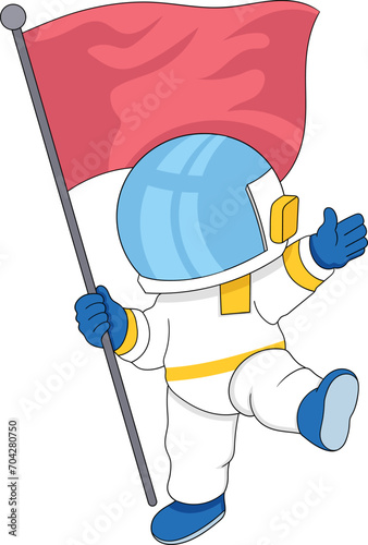 astronauts are exploring the galaxy and carrying flags to target destinations