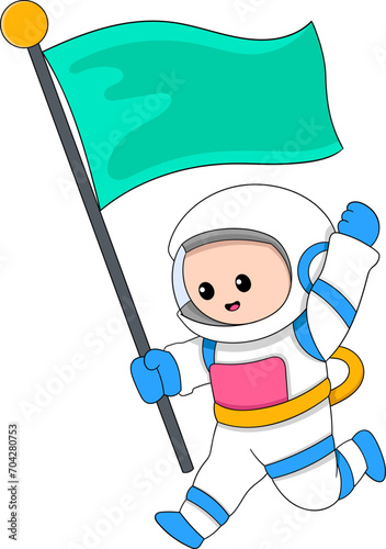 astronauts are happily running around carrying pride flags