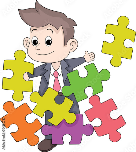 businessman is putting together a puzzle, problem solving business problems