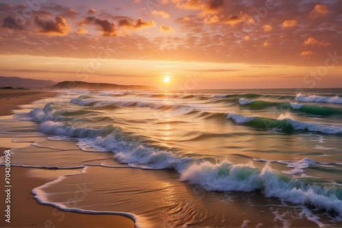 Sunset and Waves