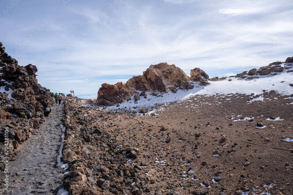 Hiking trail at Mirador del Teide in Teide National Park, Tenerife, Canary Islands, Spain