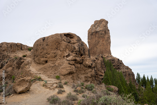 Roque Nublo volcanic rock on the island of Gran Canaria, Spain