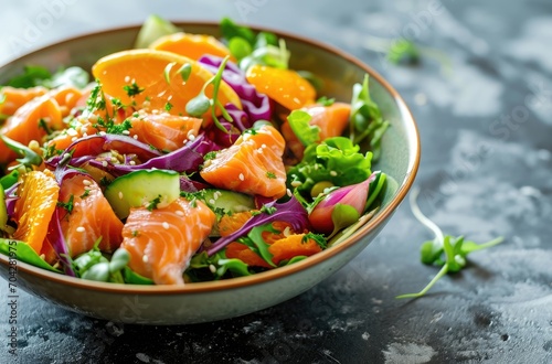 Citrus Salmon Salad with Mixed Vegetables and Herbs