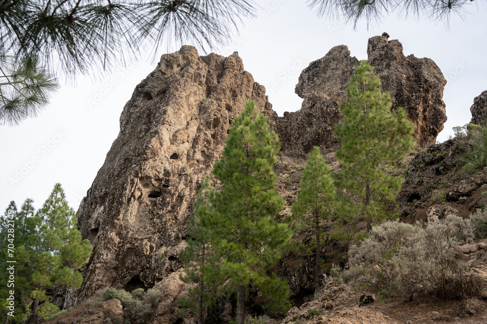 Volcanic cliffs at Roque Nublo on the island of Gran Canaria, Spain Volcanic cliffs at Roque Nublo on the island of Gran Canaria, Spain