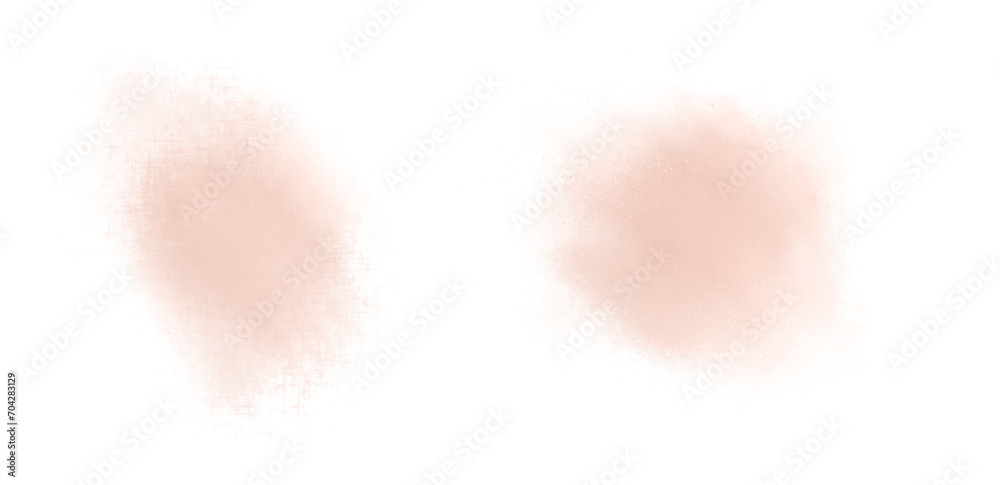 Fototapeta premium Set of 2 Smudged Pastel Scribbles in the Color of Delicate Coral. No Background. Blurry, Chaotically and Expressively Painted Stains of Irregular Shape. No text.