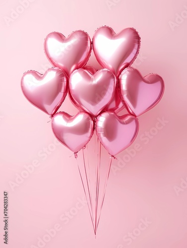 Wallpaper Mural Valentines day party decorations background, Pink hearts helium balloons on pink background Torontodigital.ca