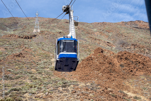 Mount Teide cable car going up to volcano