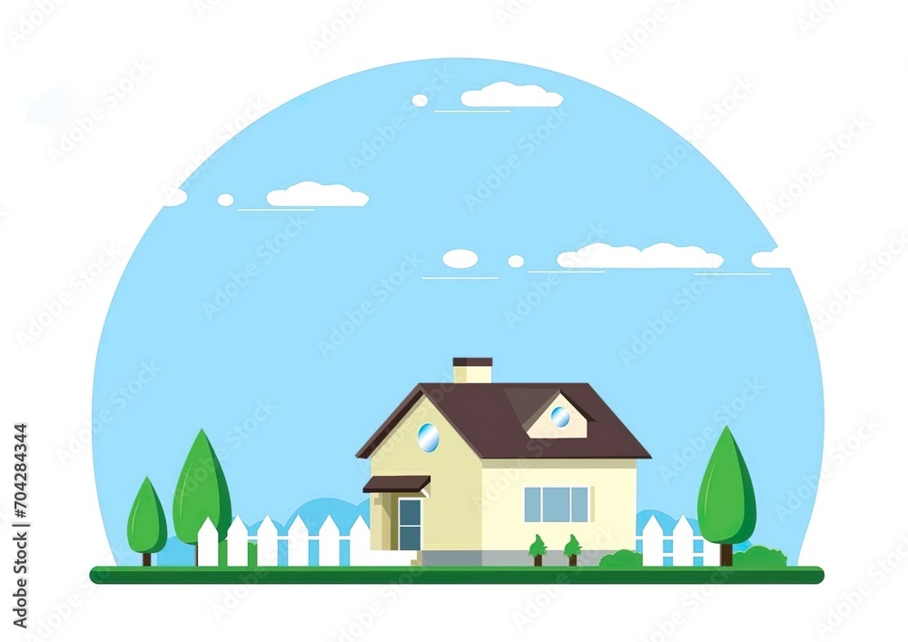 Naklejka premium house in the forest illustration design. 