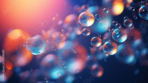 3D rendering of multiple transparent spheres with a colorful background photo