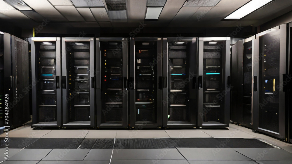 server rack in a center server rack in a center