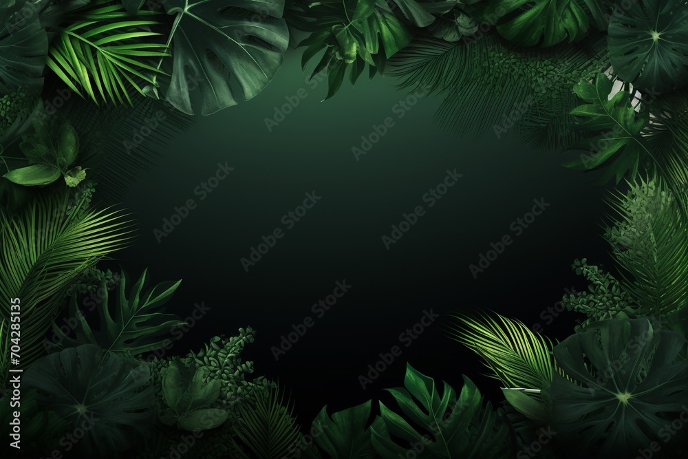 A natural setting framed by the vibrant greenery of jungle palm leaves. Created with generative AI tools
