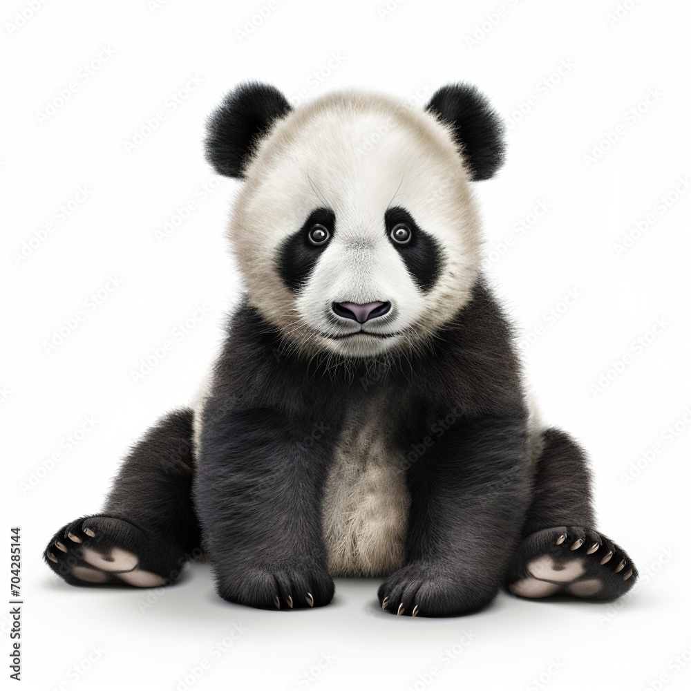 A cute baby panda sitting down A cute baby panda sitting down