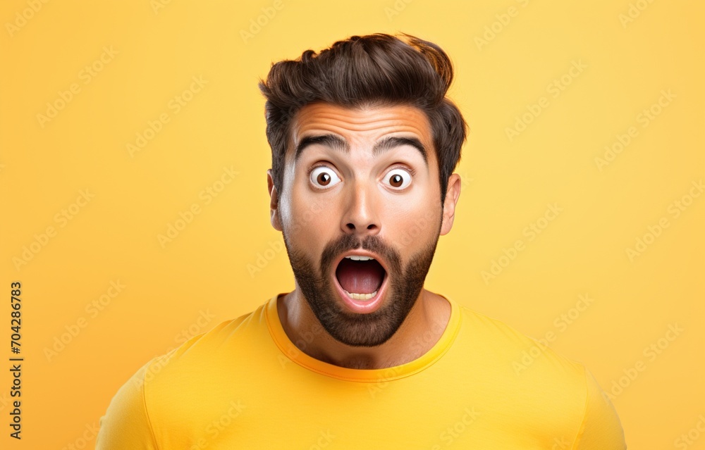 Bearded man with a surprised expression on his face Bearded man with a surprised expression on his face