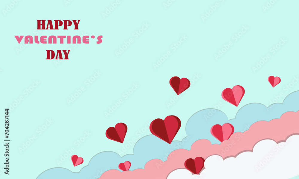 Happy valentine's day Background with Heart Shaped Balloons. Vector illustration. banners. Wallpaper. flyers, invitation, posters, brochure, voucher discount.