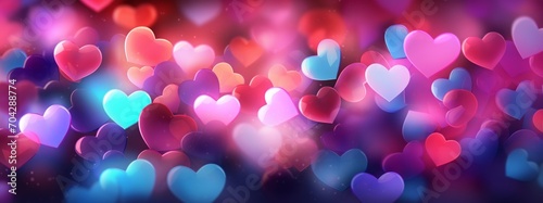 background with vibrant colored hearts, valentines day concept