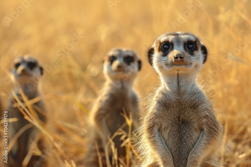 A meerkat from the front, full body shot