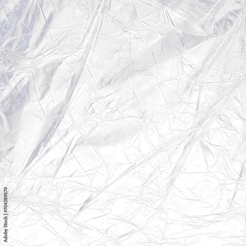 Transparant wrinkled plastic, white plastic or polyethylene bag texture, macro,no background