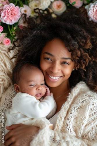african american mother with her newborn baby