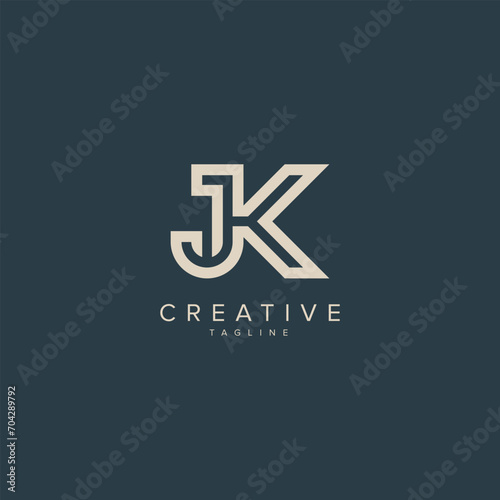 Alphabet JK KJ letter modern monogram style logo vector element.