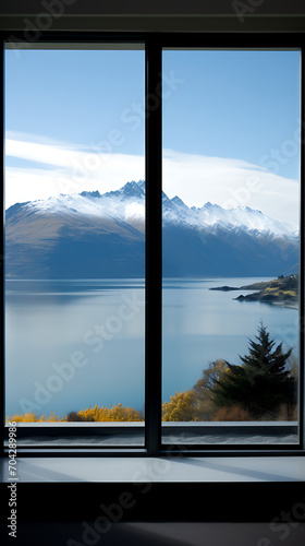Breathtaking Mountain View from Window © DavoeAnimation