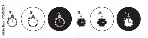 Clock Ticking Deadline Vector Illustration Set. Bomb Style Clock Sign suitable for apps and websites UI design style.