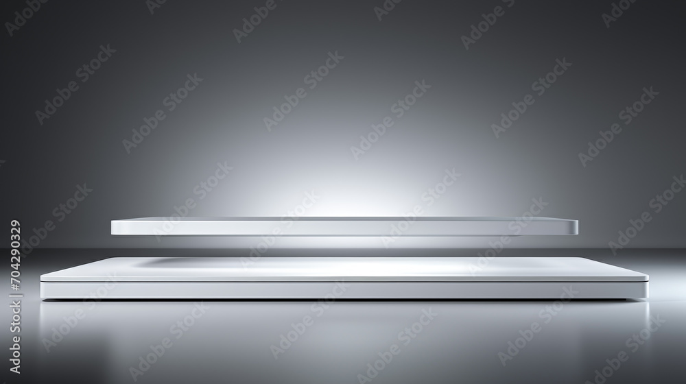 Sleek Modern Podium, 3D Presentation Stand, Minimalist Design for Product Display, Elegant White Showcase Platform. AI Generative Sleek Modern Podium, 3D Presentation Stand, Minimalist Design for Product Display, Elegant White Showcase Platform. AI Generative