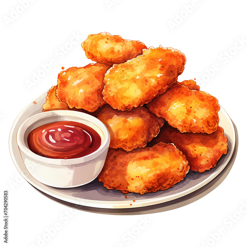 delicious nuggets clipart watercolor illustration with transparent background