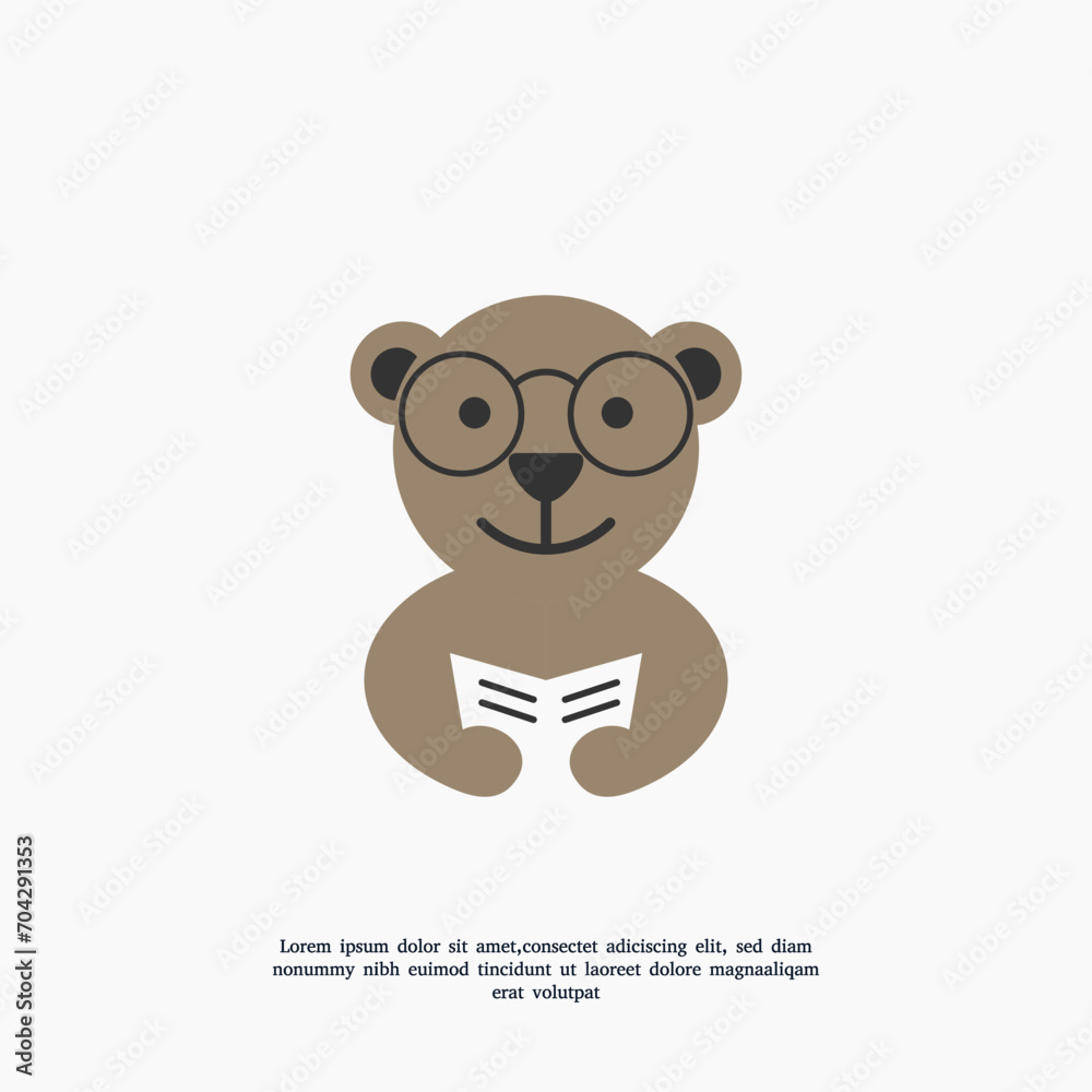 Fototapeta premium panda hold newspaper logo design template