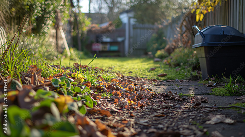 Obraz premium Clearing garden debris, tidy, natural. 