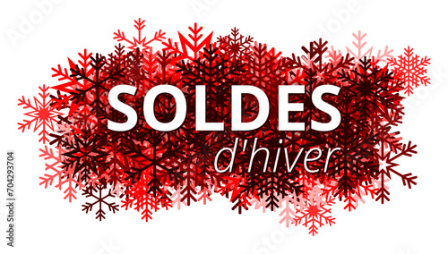 Soldes d'hiver Abstrait avec Flocons Rouge