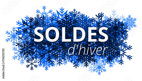 Soldes d'hiver Abstrait avec Flocons Bleu