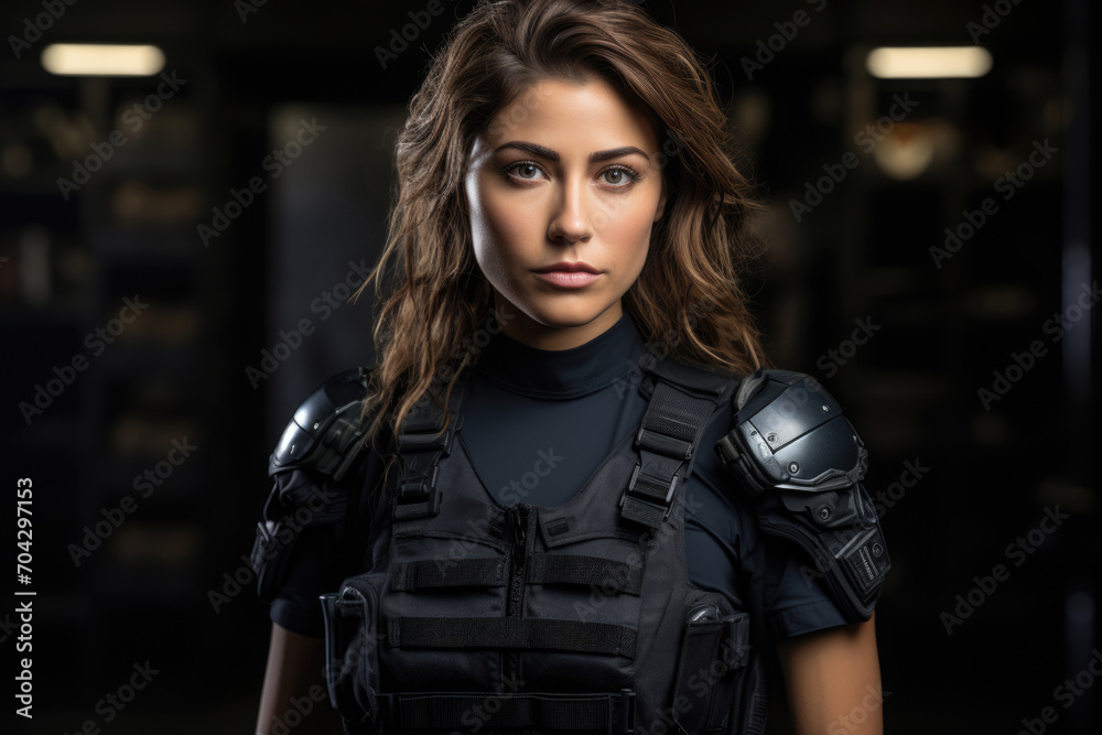 Fototapeta premium Policewoman, female police officer in uniform