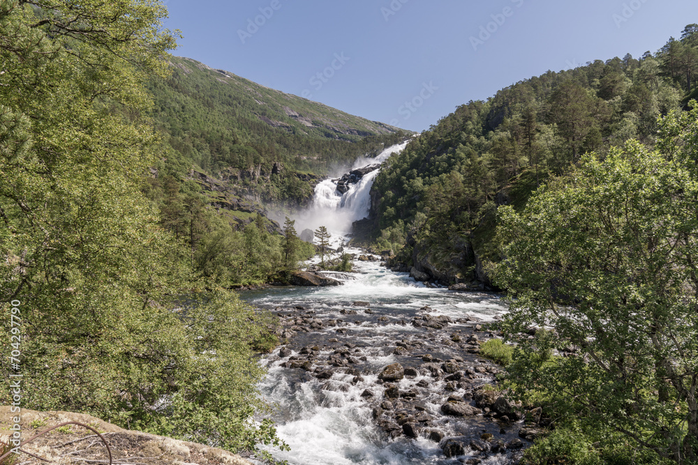 Nyastølfossen the second waterfall in the Husedalen valley